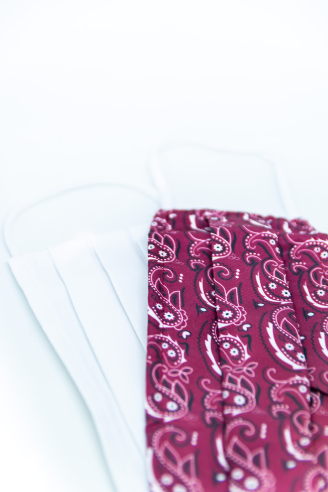 White mask-Red paisley pattern mask